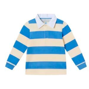 Andy and Evan blue and cream striped rugby polo long sleeve shirt 12-18 m NWT